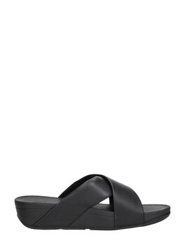 Lulu Leather Cross Slides